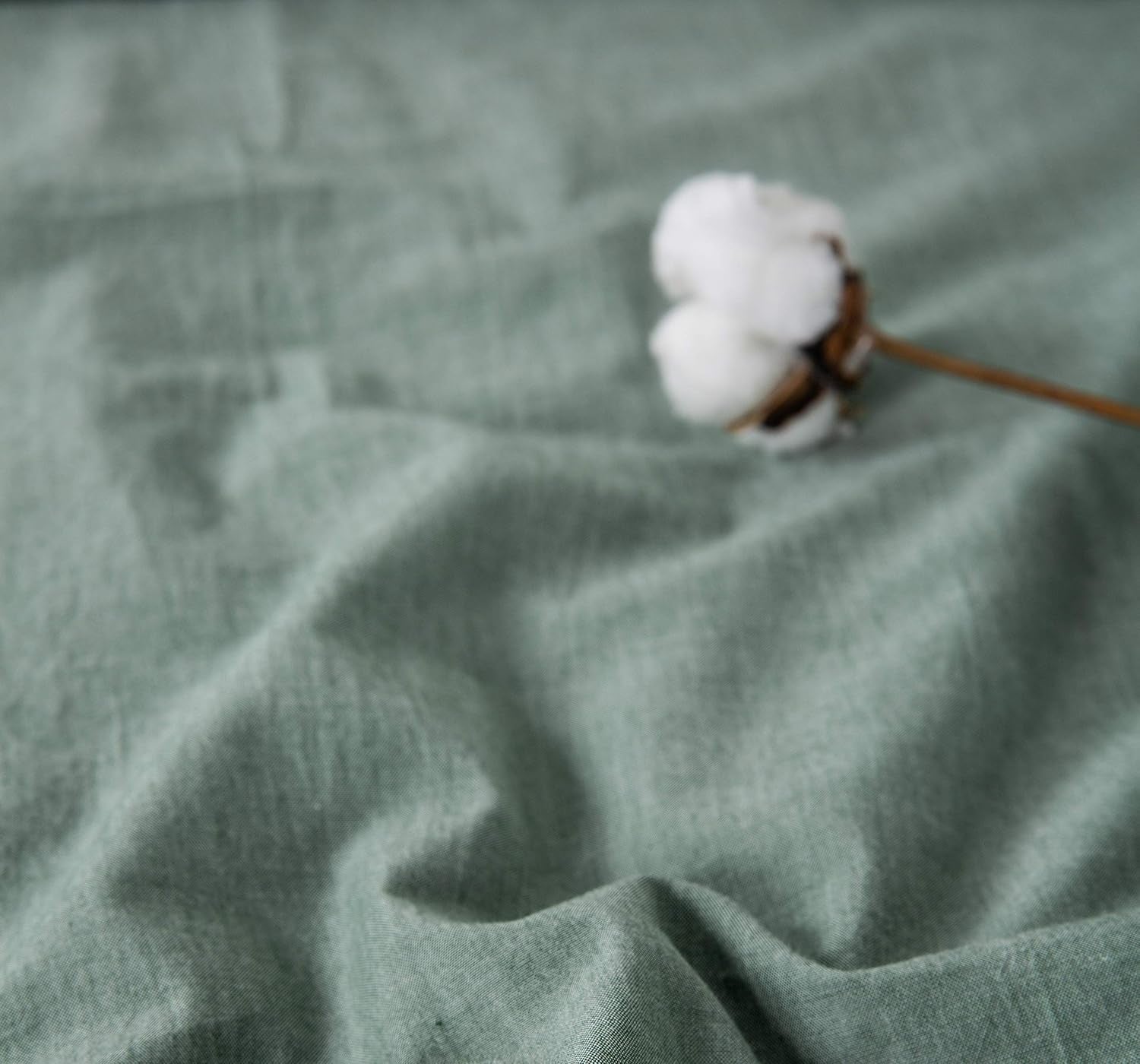 100% Washed Cotton Duvet Cover for Weighted Blanket 60X80 Inches with 8 Ties, Zipper on Long Side/Grass Green/Just Duvet Cover